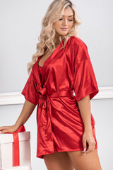 Red Satin Kimono Robe Nightwear