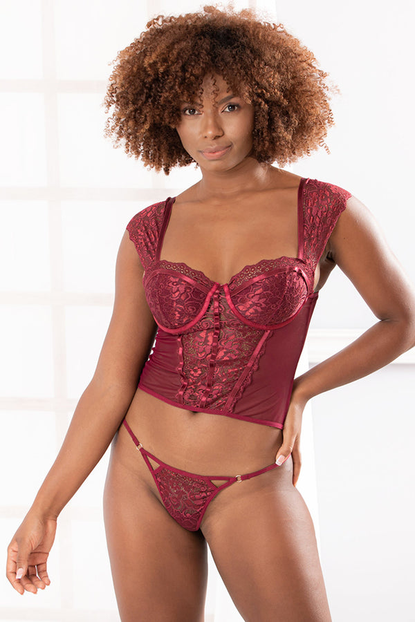 Lace Push Up Bustier & Thong