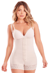 BODY SHAPER 054 SHORT GIRDLE WITH 2 LINE HOOKS, SEMI COVERED BACK, FREE BREASTS, BUTT LIFTING