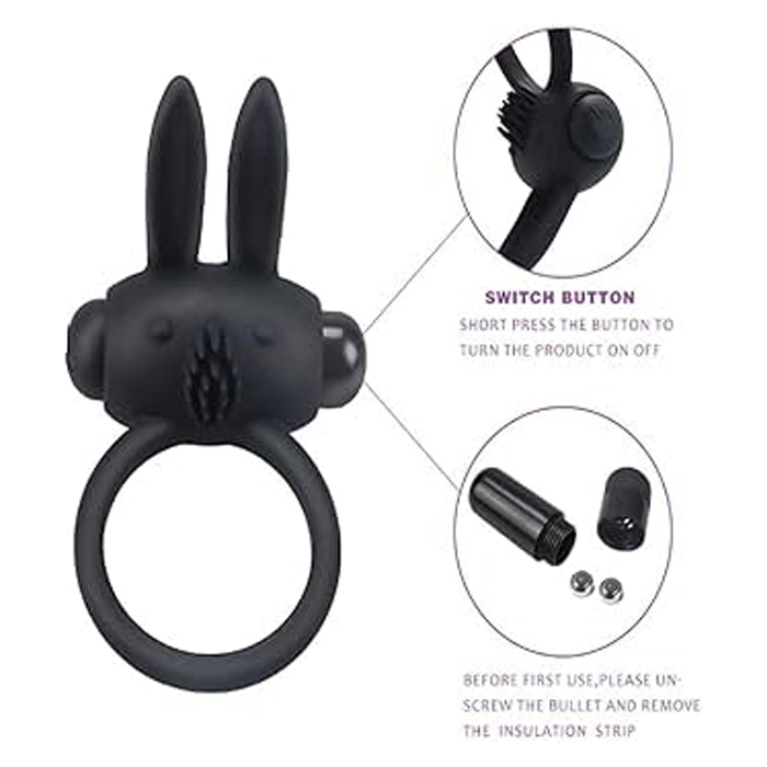 [43751051] Vibrador con anillo estimulante en forma de conejo