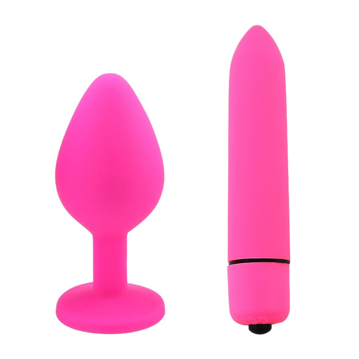 [43751107] Tapon anal y mini vibrador de silicona