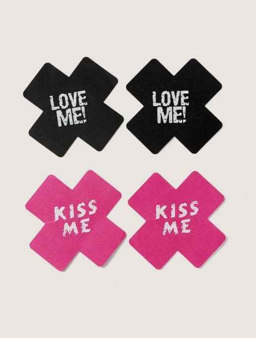 2 pares Cubierta de pezon con estampado de letra