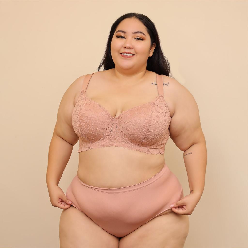 [195838354606] 3Pack Plus Bra With Lace Front, Padded Strap IY (38C)
