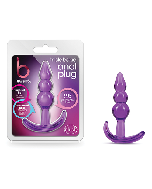 [819835026075] Blush B Yours Triple Bead Anal Plug - Purple