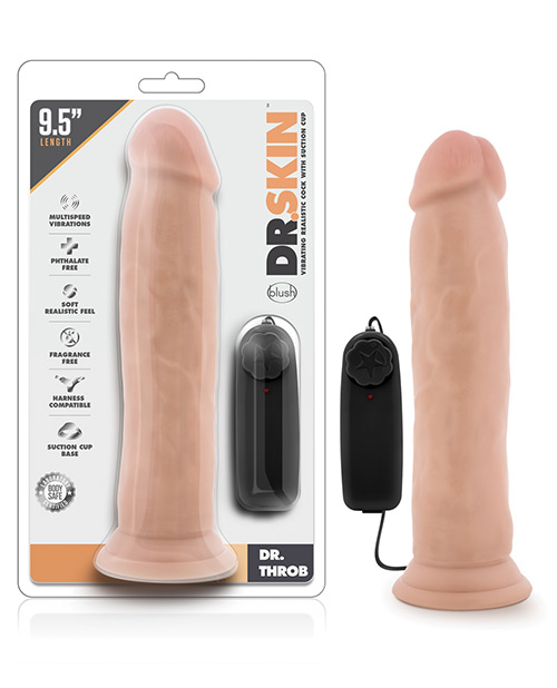 [819835022749] Blush Dr. Skin Dr. Throb 9.5" Cock w/Suction Cup - Vanilla