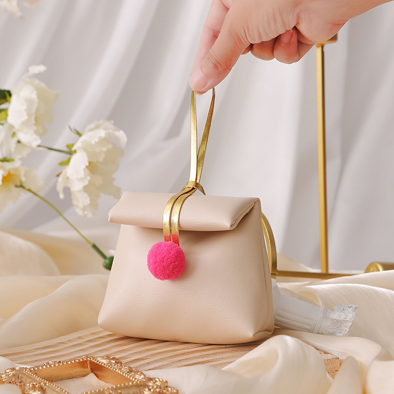 [40980109] Bolsa de cuero (13X11.5X5) BEIGE