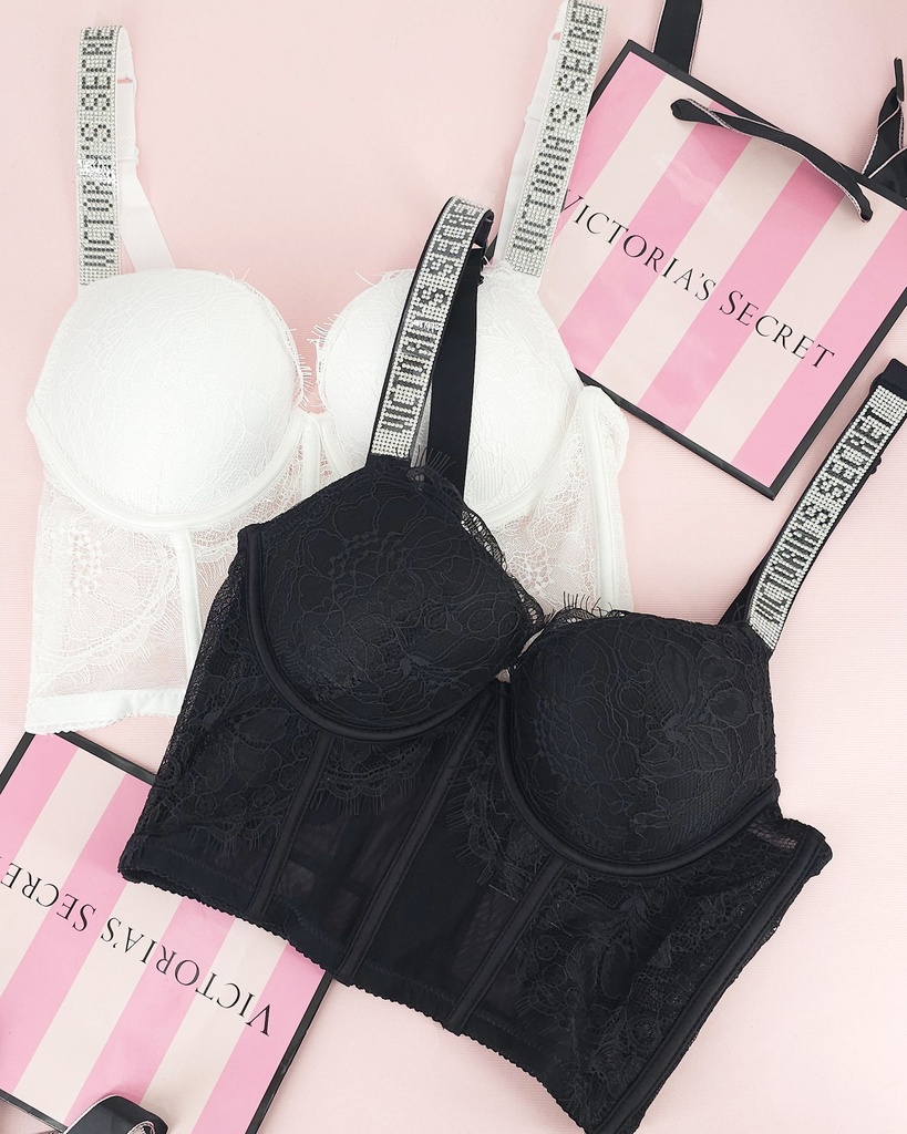 [340801010450] Brasier de set Victoria Secret de encaje (BLACK, 34B)