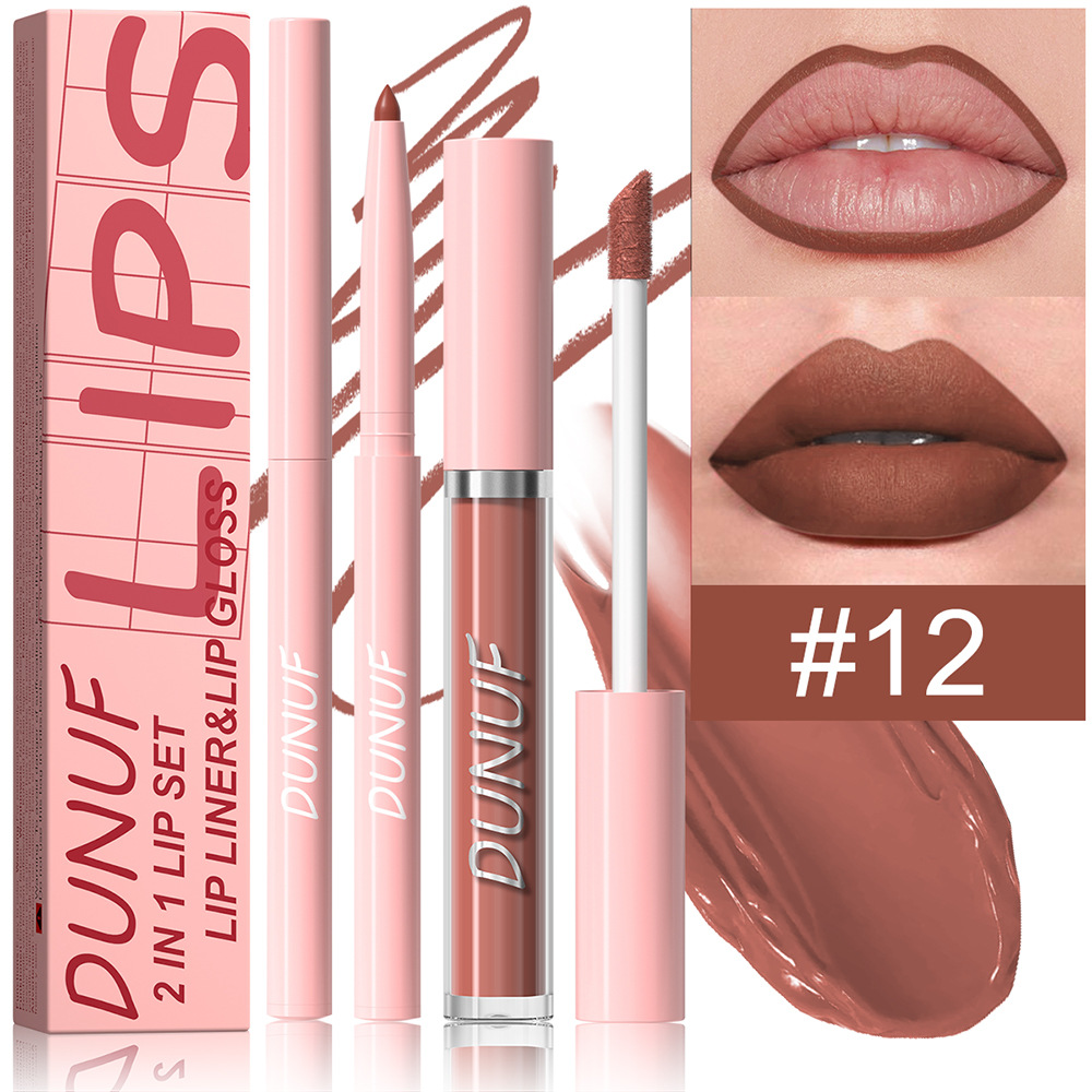[40850111] Set de labios 2 en 1, delineador de labios y un brillo labial. (#12)
