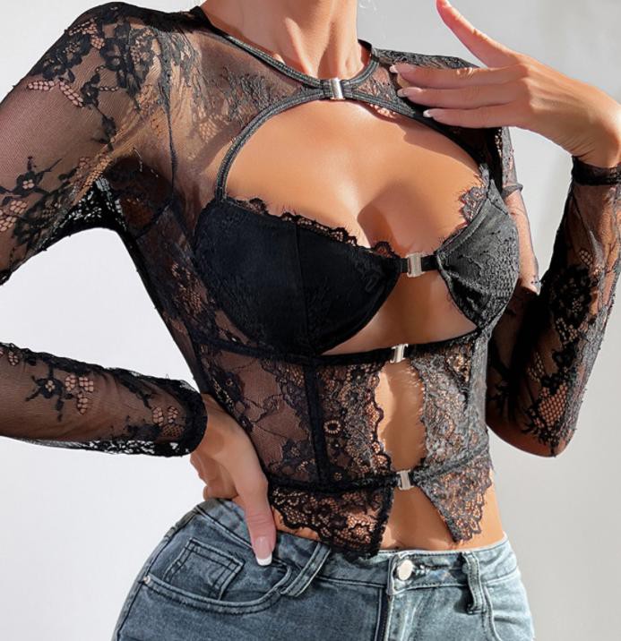 [341207010350] Bustier Sensuel lenceria sexy para mujer (Negro, S)
