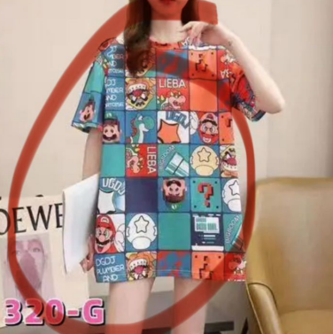 [3834180170] Camisa oversized de dibujos animados unitalla