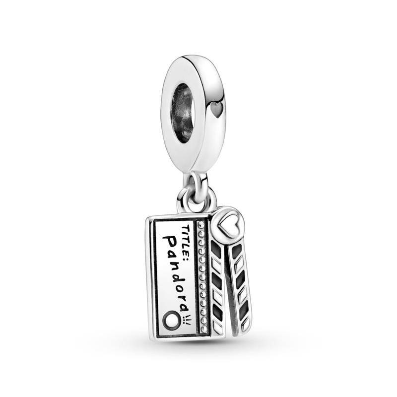 [287471] Colgante de plata de ley con claqueta de película y esmalte negro