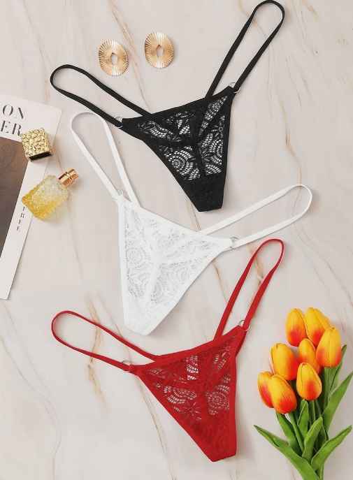 Classic Sexy Set de bragas con encaje floral IY