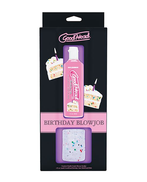 [782421095031] GoodHead Birthday Cake Blowjob Set Includes Stroker & Slick Head Glide - 1 oz Bottle Birthday Cake