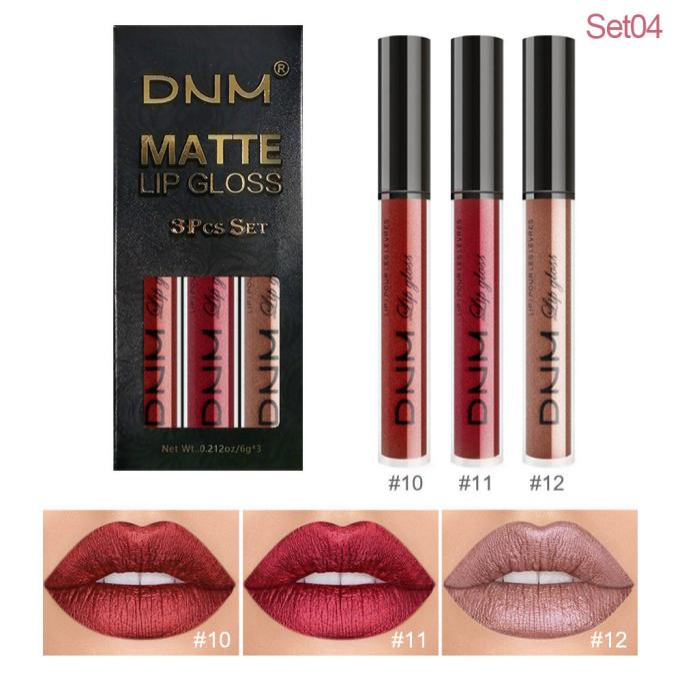 [41020106] Juego de 3 brillos labiales mate (#04)