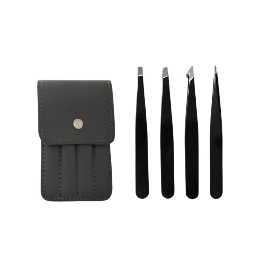 Juego de pinzas para cejas de acero inoxidable.