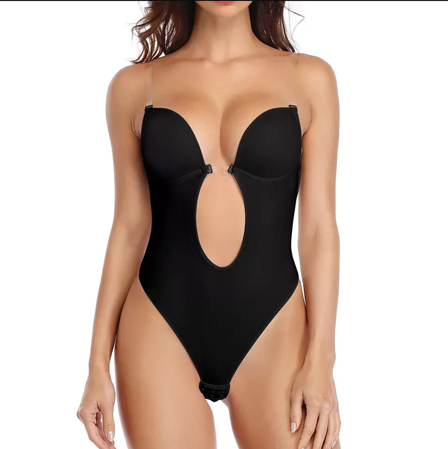 [370901010210] Moldeadora Sensuel Moldeadora, con espalda descubierta, sujetador acolchado de realce, Body de espalda baja, color Beige (Negro, S)