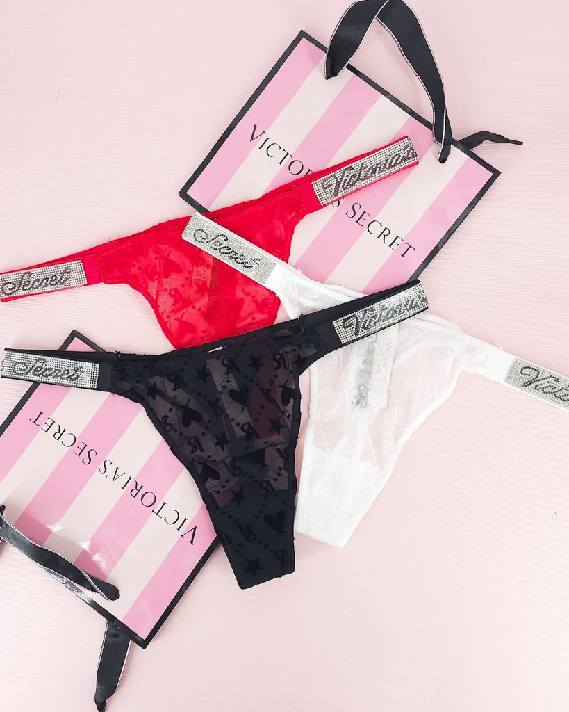 [340401010120] Panty Victoria Secret con estampado (BLACK, M)