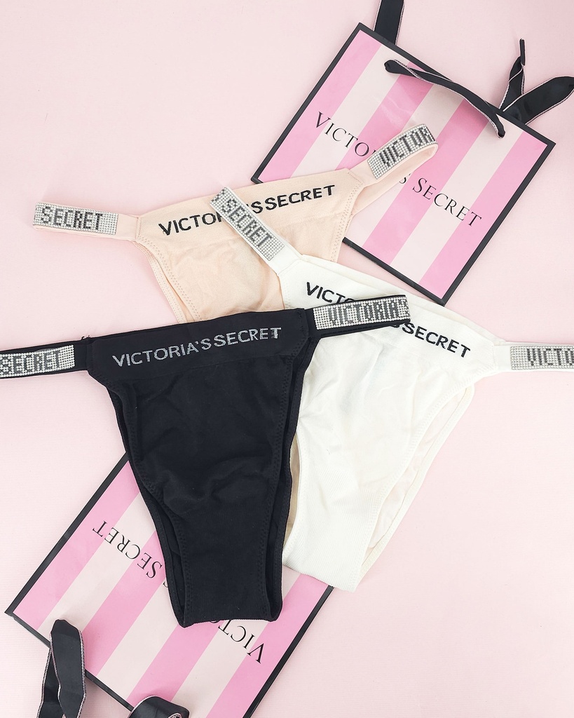 [340708010145] Panty de set Victoria Secret liso (BLACK, M)