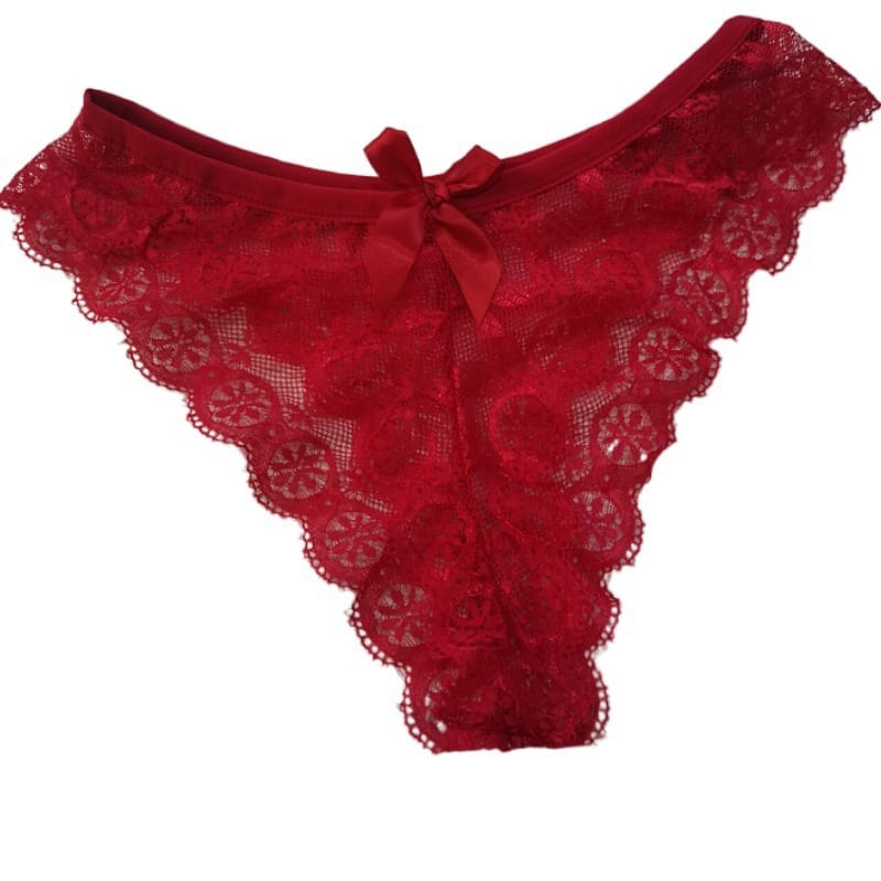 Panty sexy de encaje de chonguito color rojo IY