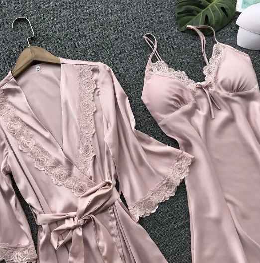 Pijama camison bata color rosado