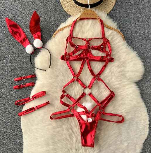 [321201280595] Set sexy rojo con forma de corazón (S)