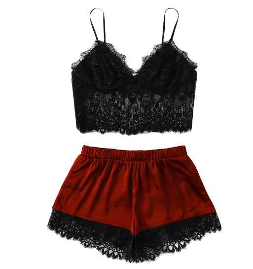 Pijama short de encaje