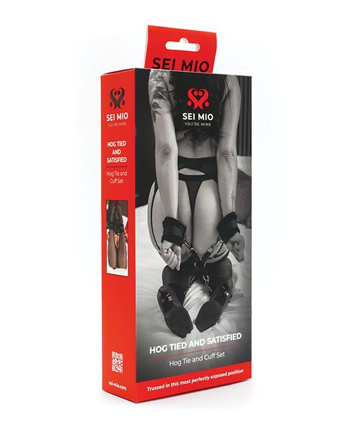 [847878001483] Sei Mio Hog Tied & Satisfied Hog Tie & Cuff Set - Black