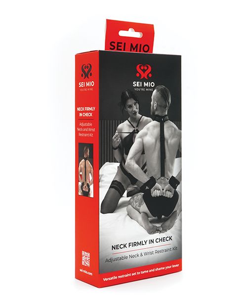 [847878001551] Sei Mio Neck Firmly in Check Adjustable Neck & Wrist Restraint Kit - Black