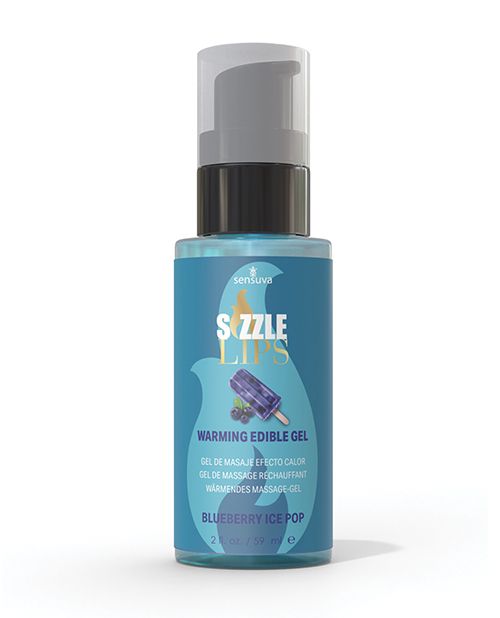 [810002664120] Sizzle Lips Warming Gel - 2 oz Bottle Blueberry Ice Pop