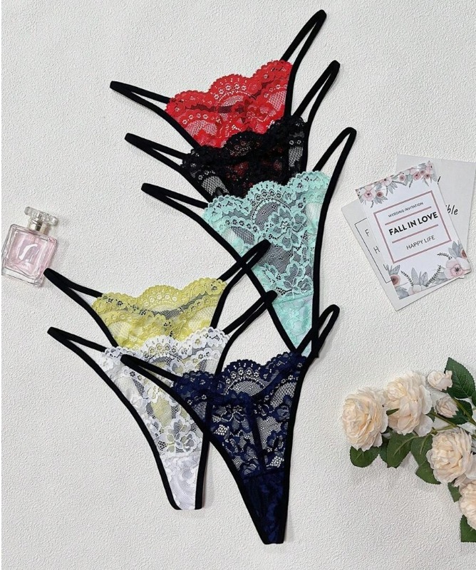 Tanga con encaje floral IY