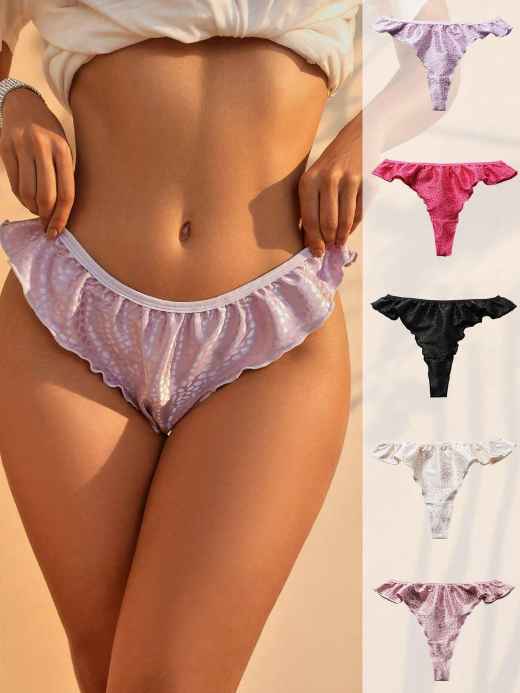 Tanga de lunares jacquard para mujer IY