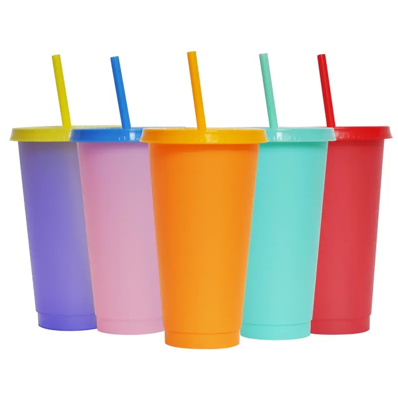 [308000930075] Vaso de Plástico Con Tapadera y Pajilla