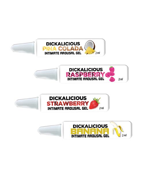 [818631026739] Dickalicious Penis Arousal 2ml Tubes Wall Mount - Asst. Flavors unidad
