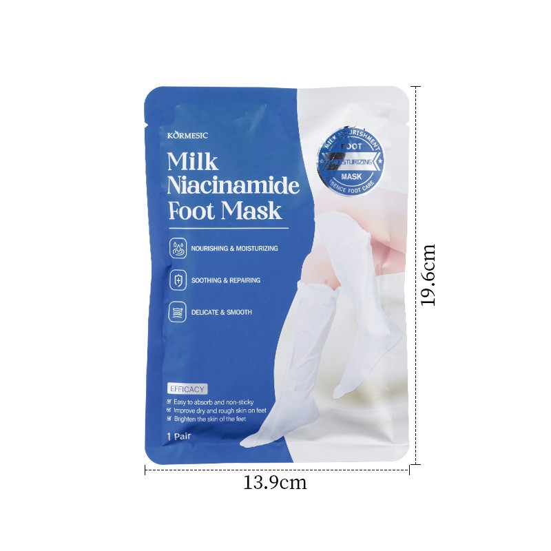 mascarilla alta en formato bota para pies y pantorrillas de proteína de leche y niacinamida