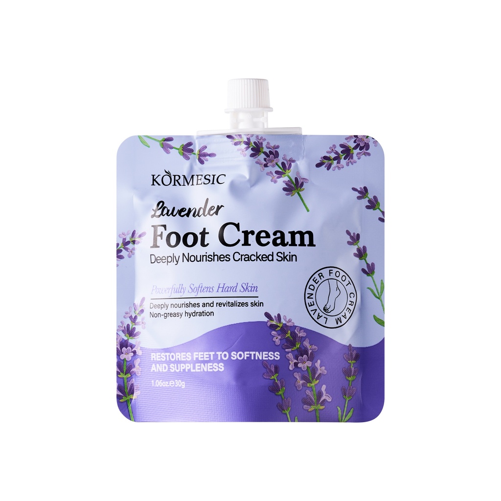 crema para pies de lavanda en formato sachet/pouch